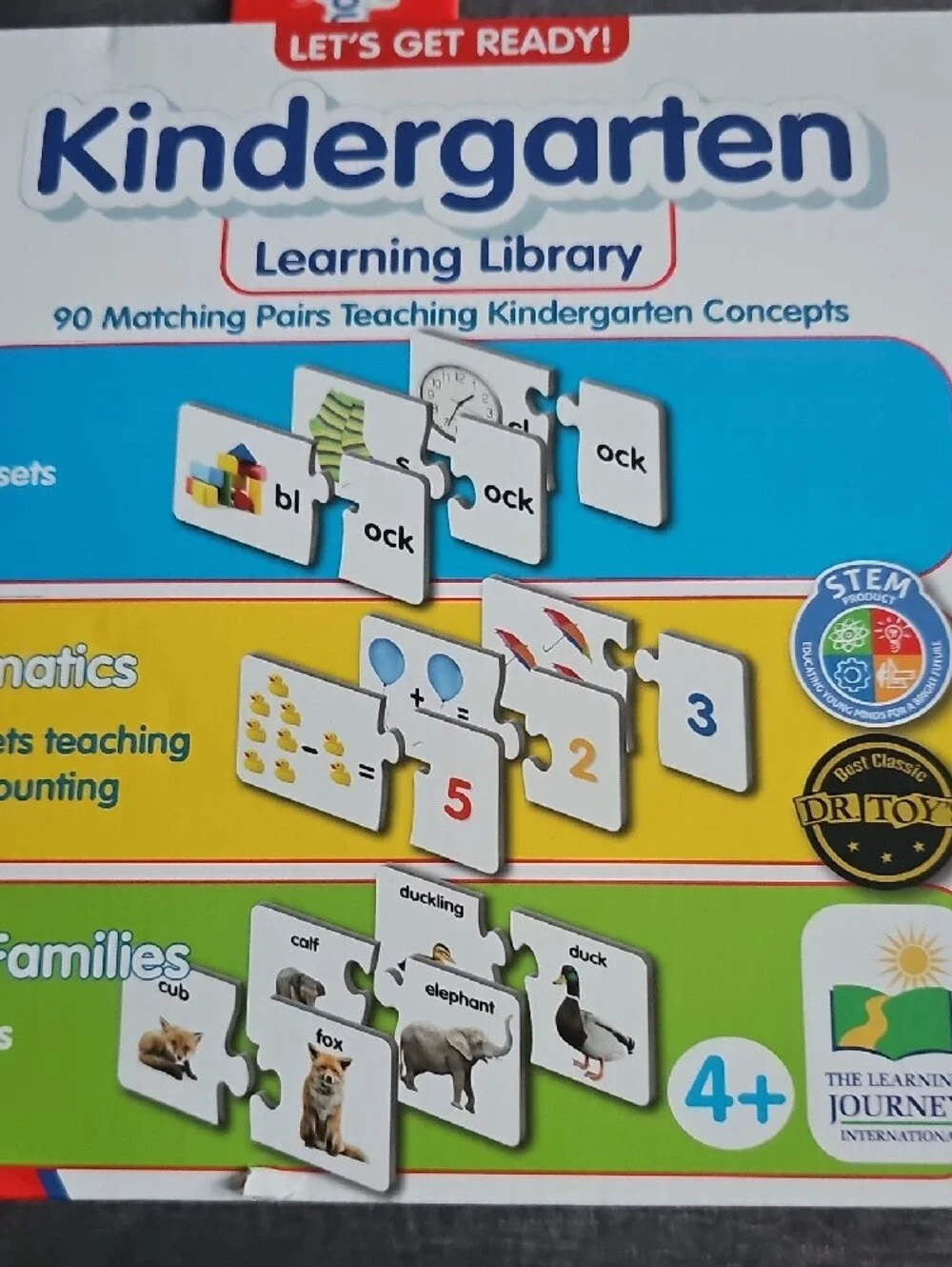 Kindergarten Learning Library Educational Puzzle Set Animals Math Words 3 sets